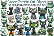 Green Zombie Cat Clipart, an Illustration by Sublimation Artist (Thumbnail 1 of 6)