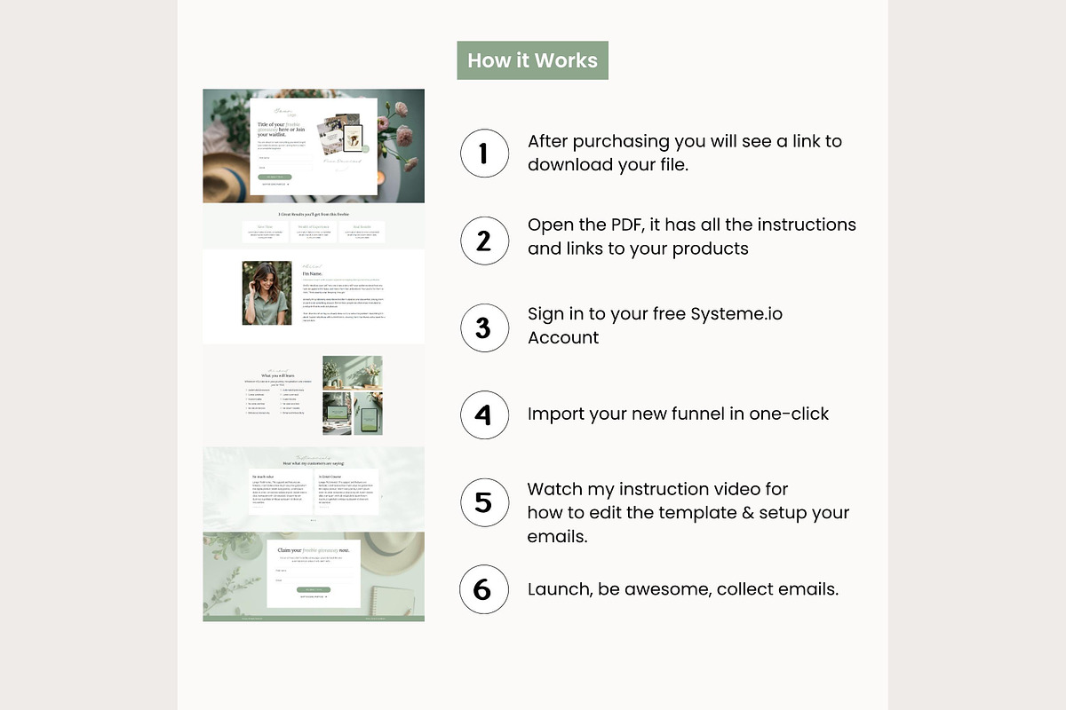 Systeme.io Sage Botanica Lead Magnet, a Landing Page Template by Hayley's Digital Hub (Photo 10 of 10)