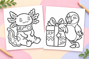Cutie Christmas Coloring Pages #1, a Seasonal Illustration by Inkivelle Studio (Thumbnail 2 of 3)