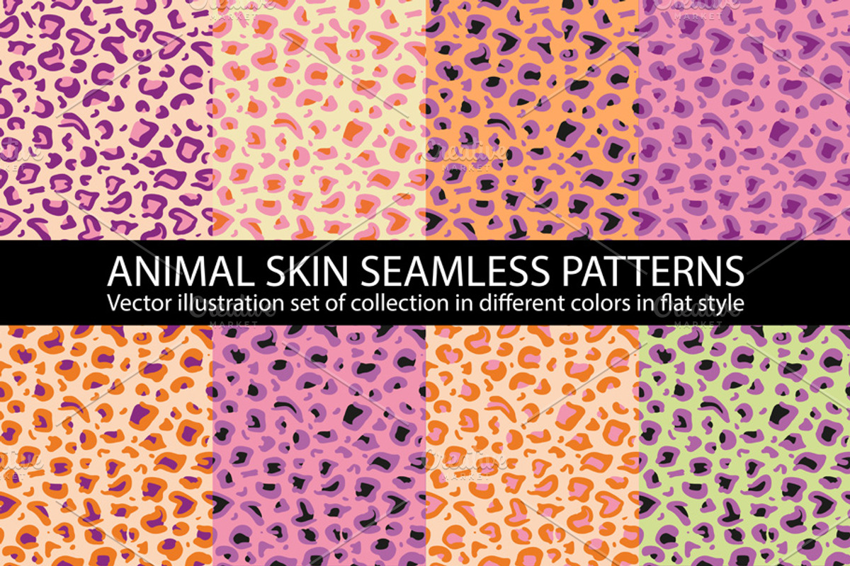 8 set Pink animal skin Seamless, a Pattern Graphic by Rommeo79