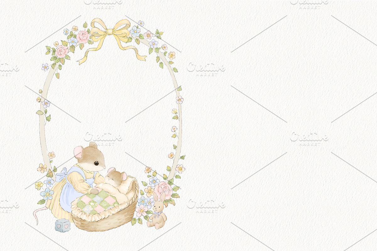 Whimsical Baby Shower Mice Set, an Animal Illustration by AlenaVlasko stock Market (Photo 9 of 9)