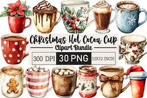 Cute Christmas Hot Cocoa Cup Clipart, an Illustration by Black Bird Studio