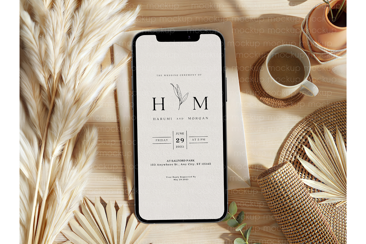 Boho Desktop Phone Mockup, a Product Mockup by MockupWizard (Photo 3 of 4)
