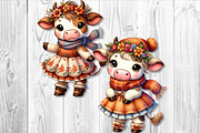 Cute Autumn Cow Clipart Sublimation, a Seasonal Illustration by V Design Creator (Thumbnail 6 of 9)