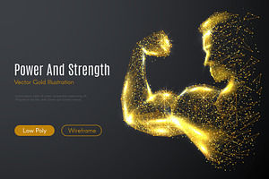 biceps hand low poly gold, a Healthcare Illustration by ANTON KHRUPIN ART
