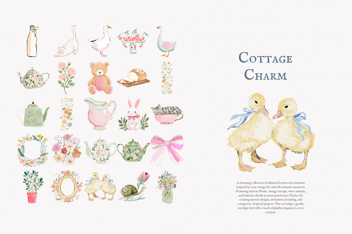 Cottagecore clipart set, a Decorative Illustration by Patishop Art (Photo 8 of 9)