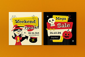 Mid Century Halloween Sale Banner