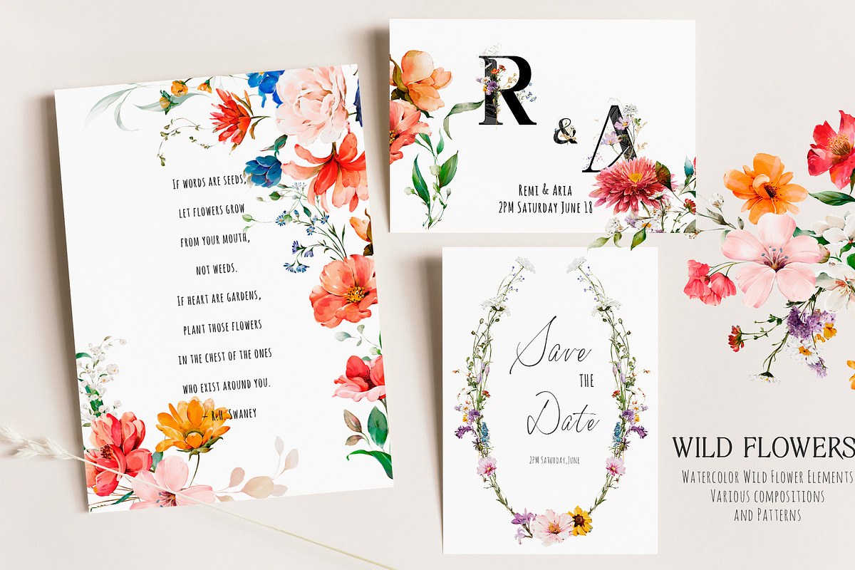 Watercolor Wildflowers & Leaves, a Decorative Illustration by Damian Roh (Photo 2 of 24)