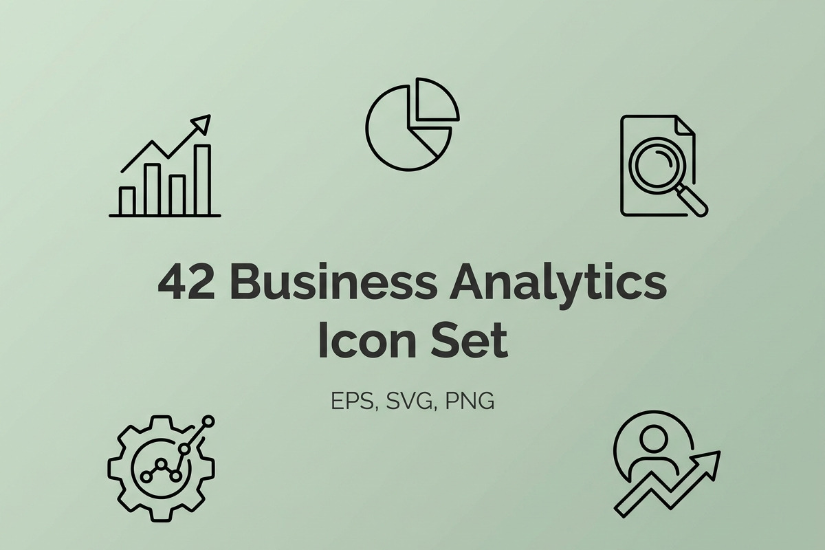 42 Business Analytics Icon Set, an Outline Icon by adenpinkstore (Photo 1 of 9)