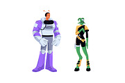 Aliens, space characters, robots set, a Person Illustration by PaperTrident (Thumbnail 8 of 11)