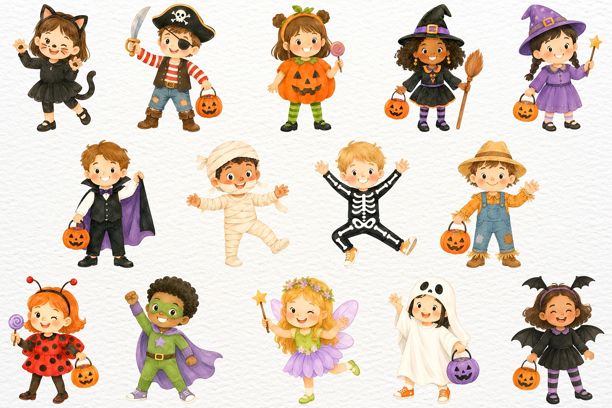 Halloween Party Nursery Kids Clipart, a Seasonal Illustration by SugarCloudStudioArt (Photo 2 of 5)