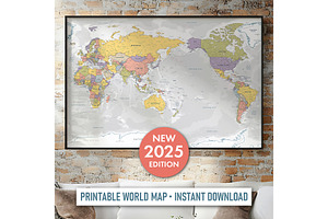 Vector World Map - Pacific View, a Graphic by PorcuPen Works