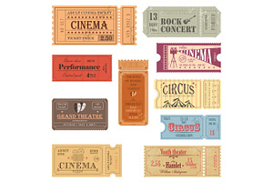 Retro tickets or old paper coupons for show, an Arts & Entertainment Photo by Elegant Solution