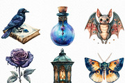 Watercolor Whimsigoth Halloween PNG, an Illustration by Craft Nest (Thumbnail 5 of 6)