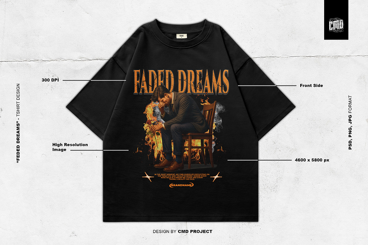 FADED DREAMS - T-Shirt Design, an Object Graphic by Cmd Project (Photo 2 of 10)