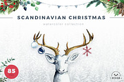 Watercolor Scandinavian Christmas, a Decorative Illustration by WBS Design (Thumbnail 1 of 7)