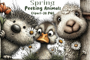 Spring Peeking Animals Clipart, an Illustration by Libby Wishes (Thumbnail 1 of 7)