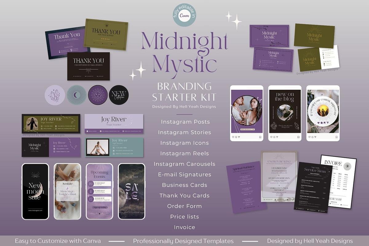 Midnight Mystic Branding Starter Kit, a Social Media Template by Hell Yeah Designs (Photo 1 of 15)