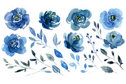 Watercolor indigo blue flowers roses, a Graphic by GraphicsDish (Thumbnail 2 of 3)
