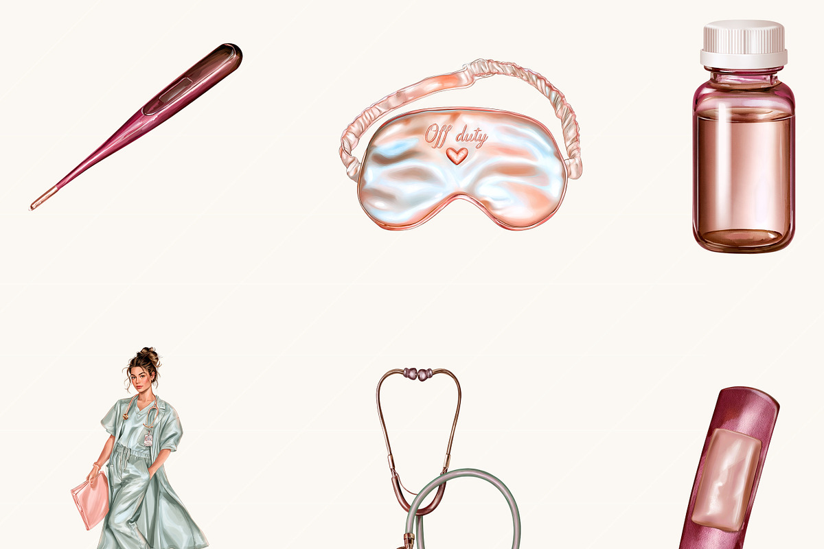 Watercolor Nurse Clipart Bundle, a Healthcare Illustration by BusyDaydesign (Photo 4 of 9)