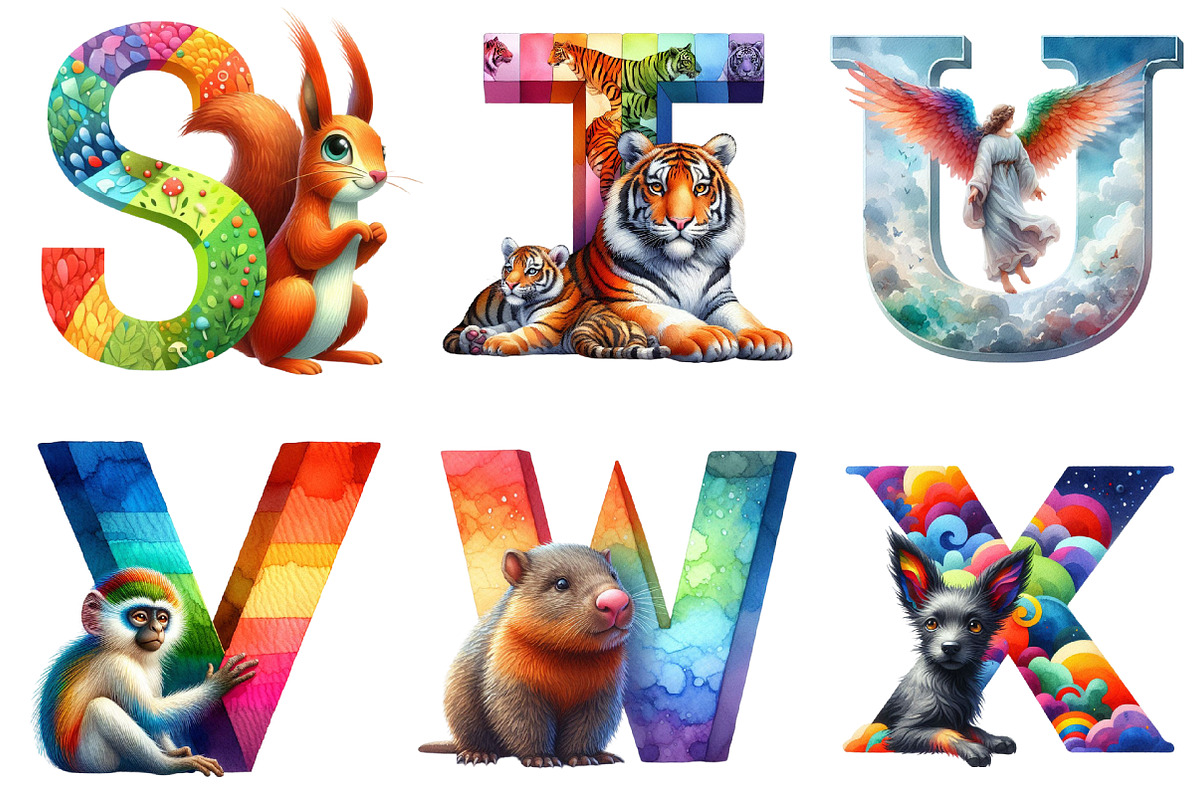 Watercolor Animal Alphabet Clipart, an Illustration by CraftArtStudio (Photo 5 of 6)