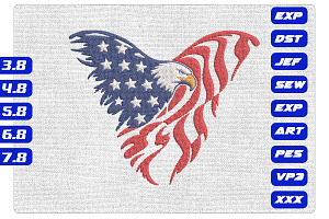 USA Flag Eagle Wing Embroidery File, an Illustration by Purpose Ekbal