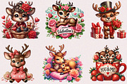 Valentine Cute Reindeer Clipart, a Seasonal Illustration by Craft Nest (Thumbnail 2 of 5)