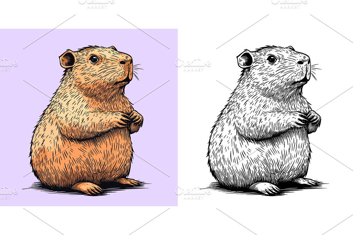 Capybara Cartoon Character Coloring, an Animal Illustration by LadadikArt