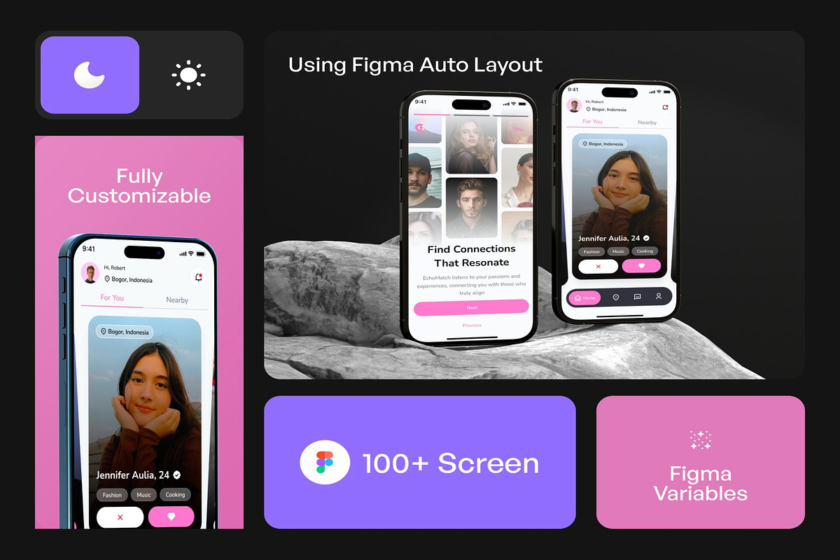EchoMatch - Dating Mobile Apps UI, an UI Kit Template by Creative Perspective (Photo 2 of 7)