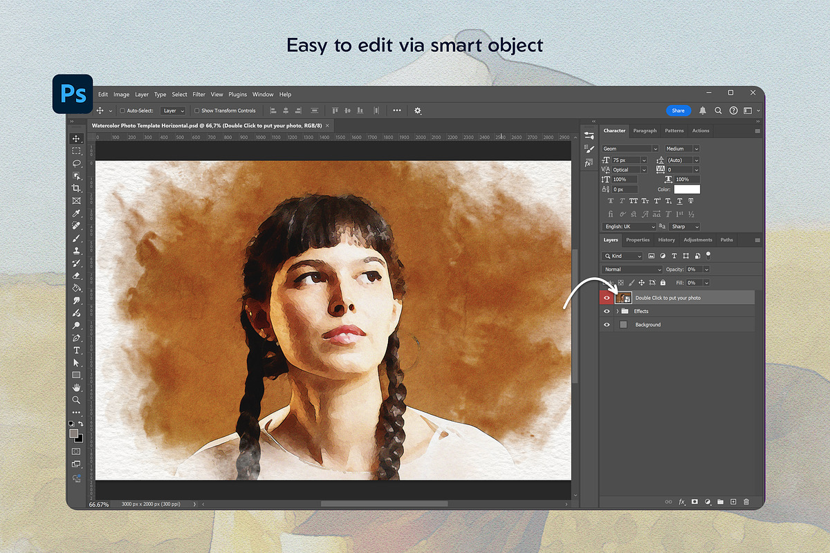 Watercolor Photo Template, a Preset Add-On by Andrew Skoch Design (Photo 5 of 6)