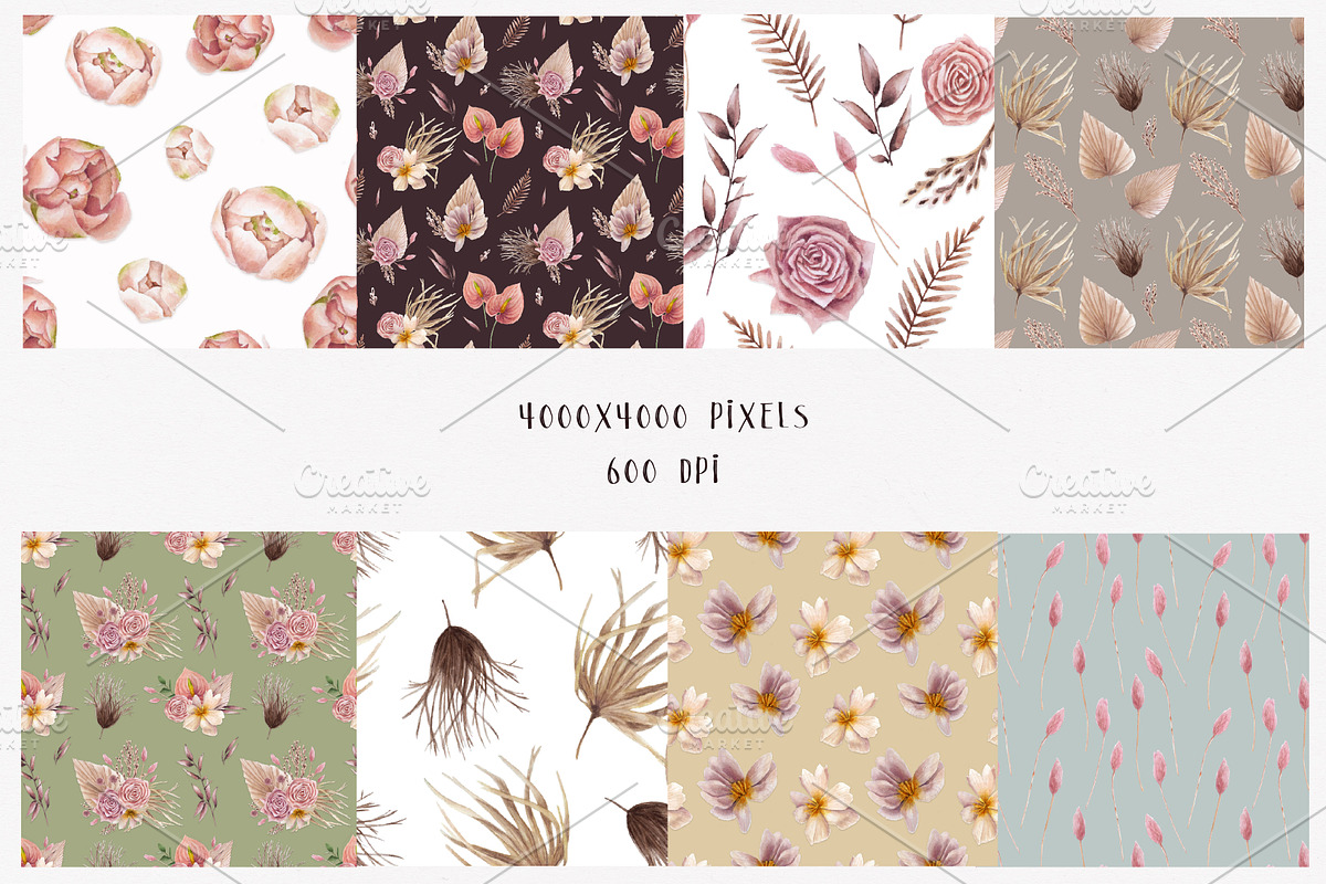 Watercolor set of tropical flowers, an Object Illustration by a_ptichkina (Photo 7 of 8)