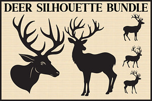 Deer Silhouette Bundle, an Illustration by Designer_Momina