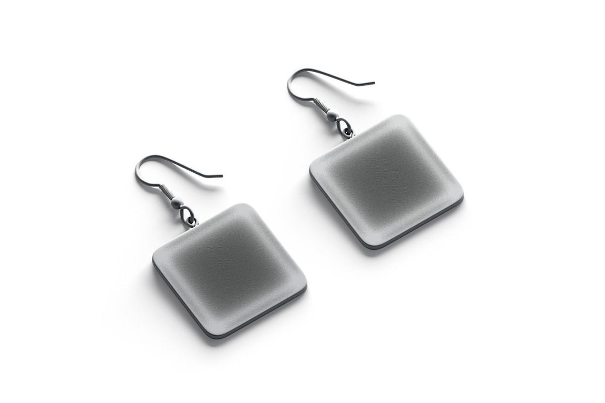 Black Square Earring Pair 3D Model, an Object 3D Model by rebrandy (Photo 9 of 9)