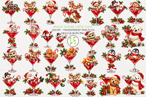 Whimsical Christmas Cocktail Clipart
