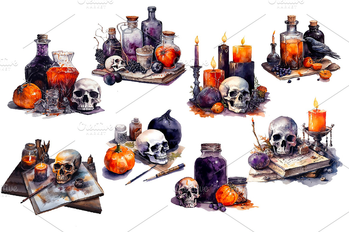 Halloween, big holiday set., an Object Illustration by AkvarelRiver (Photo 6 of 10)