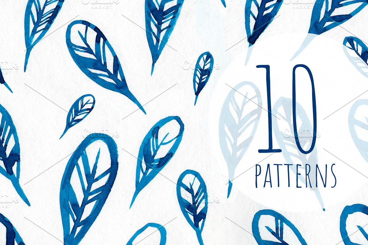 Blue abstract floral patterns pack, a Pattern Graphic by Vasilevska (Photo 2 of 4)