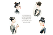 modern watercolor women portraits, a Decorative Illustration by Patishop Art (Thumbnail 2 of 9)