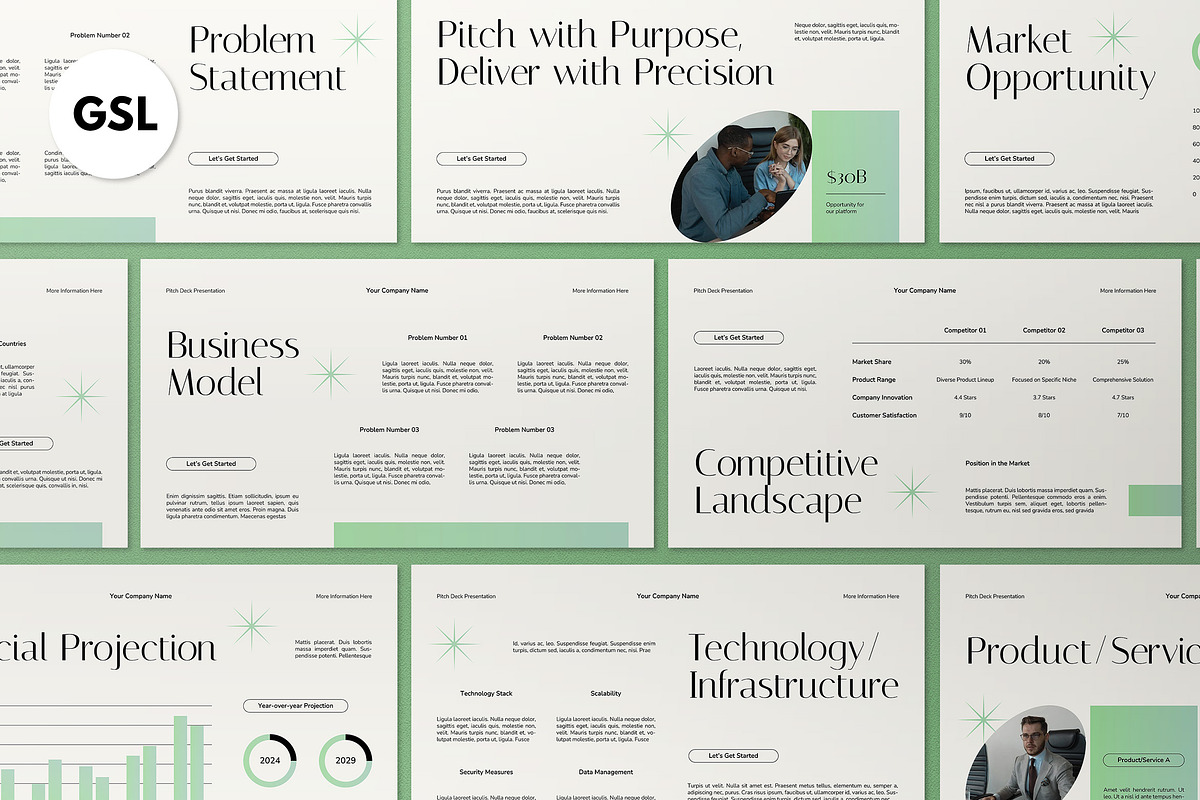 White Green Pitch Deck Google Slide, a Presentation Template by graphicook (Photo 1 of 4)