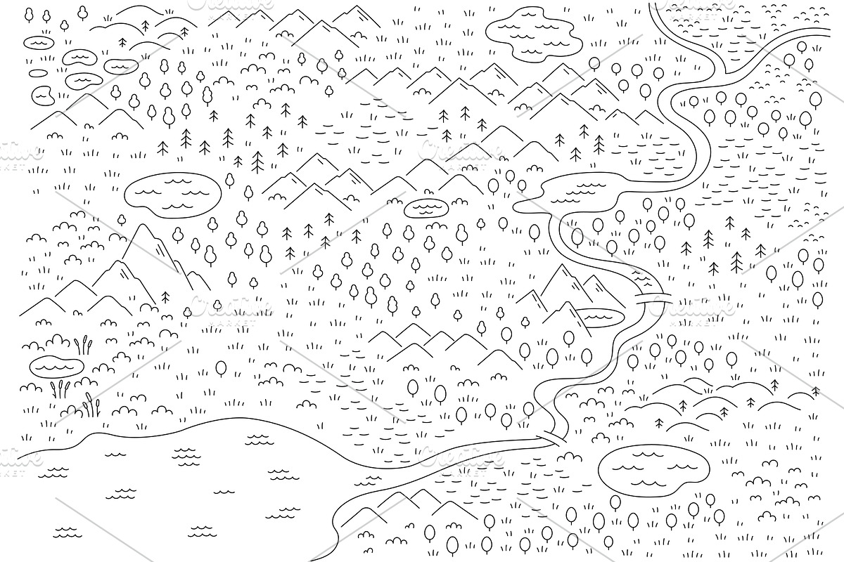Area map sketch national park, an Illustration by Ilia Design