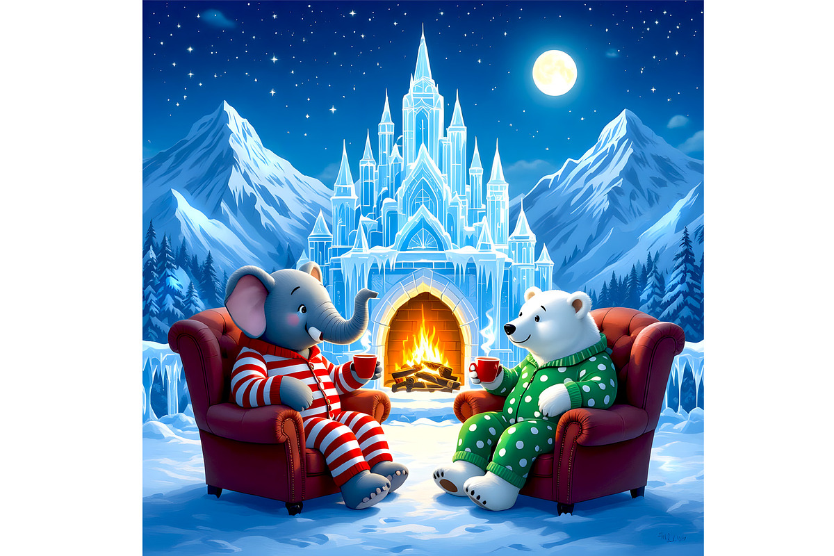 Best Friends Elephant and a Polar Be, an Animal Illustration by Sharon Schwalbe (Photo 1 of 2)