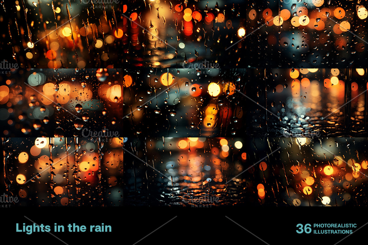 Lights in the rain. 36 images, an Abstract Photo by Handmadefont (Photo 6 of 10)