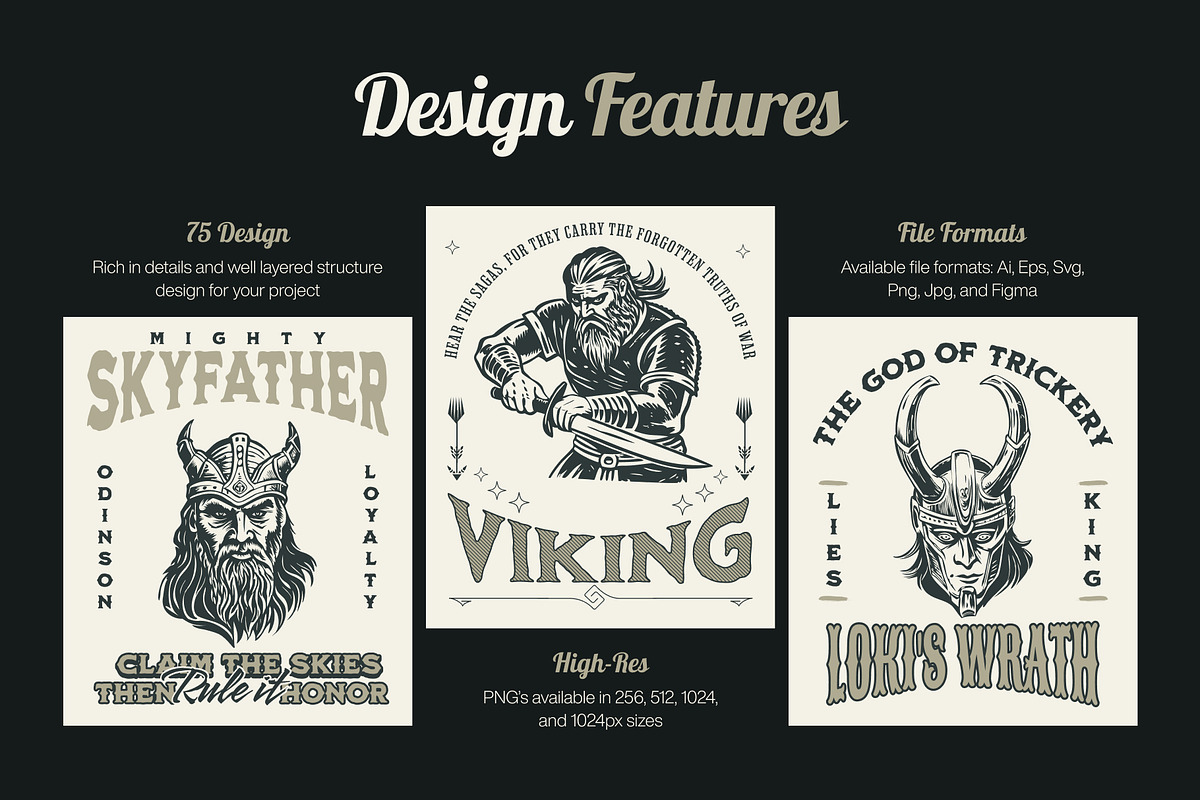 Vintage Viking Art Icon Set, a Person Illustration by Creative Stall (Photo 2 of 9)