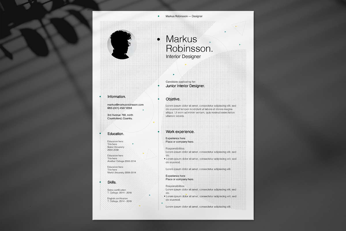 Minimal Creative Resume Pack by Srg, a Resume Template by Srg® (Photo 6 of 11)