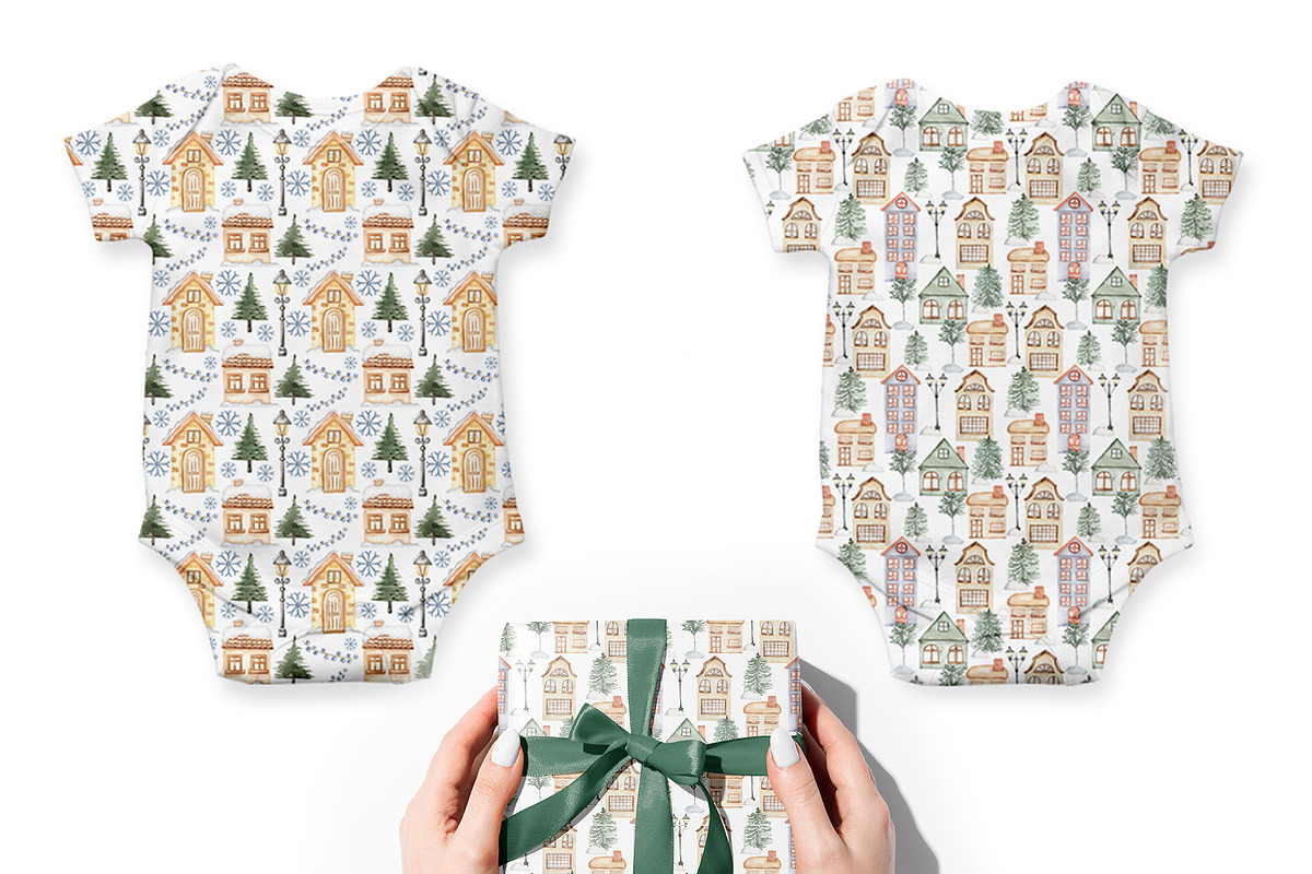 Watercolor Winter Town Collection, a Person Illustration by MayaNavits (Photo 6 of 10)