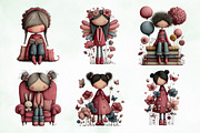 Whimsical Flowers and Girls Clipart, an Illustration by Creative Art (Thumbnail 2 of 11)
