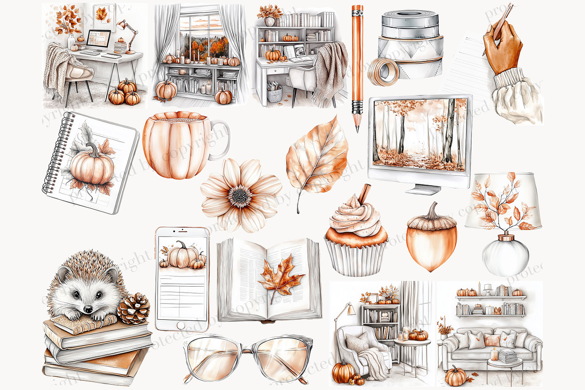 Autumn Planner Clipart Collection, a Person Illustration by GlamArtZhanna (Photo 3 of 8)