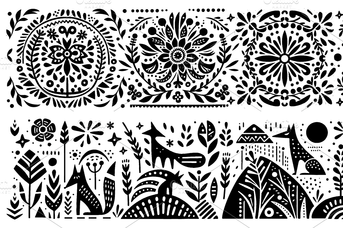 Vintage Flowers Folk Art, a Decorative Illustration by devastd (Photo 19 of 28)