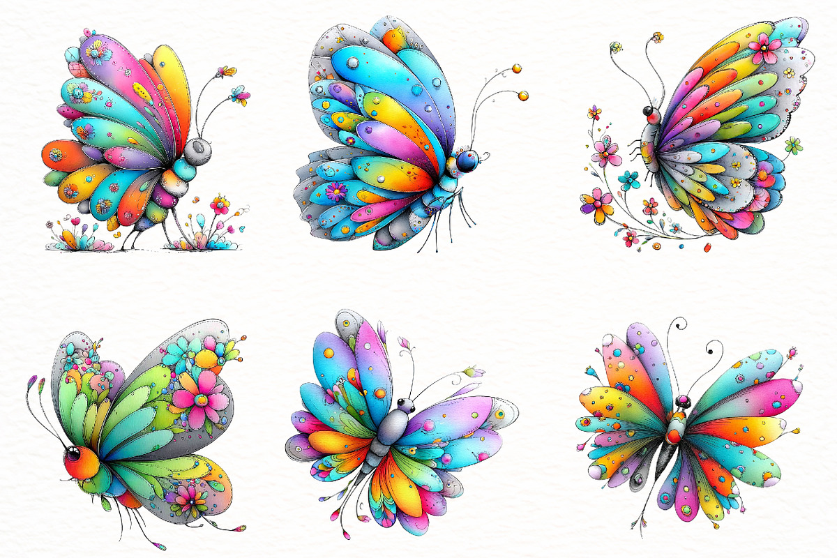 Whimsical Spring Butterfly Clipart, an Illustration by Designworld (Photo 5 of 8)