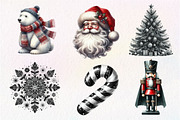 Black and White Christmas Clipart, an Illustration by Dream Creation (Thumbnail 5 of 7)