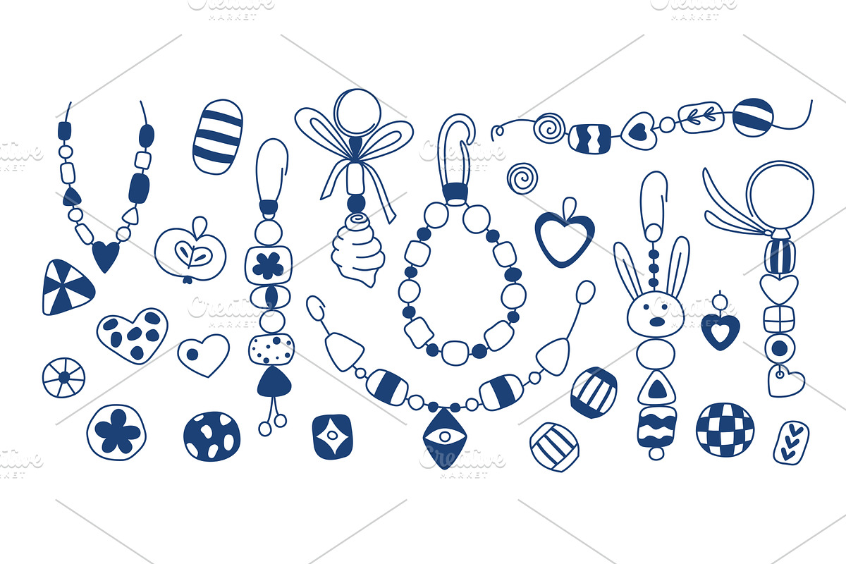 Set of cute ceramic and clay bead, an Object Illustration by Tati_Kli